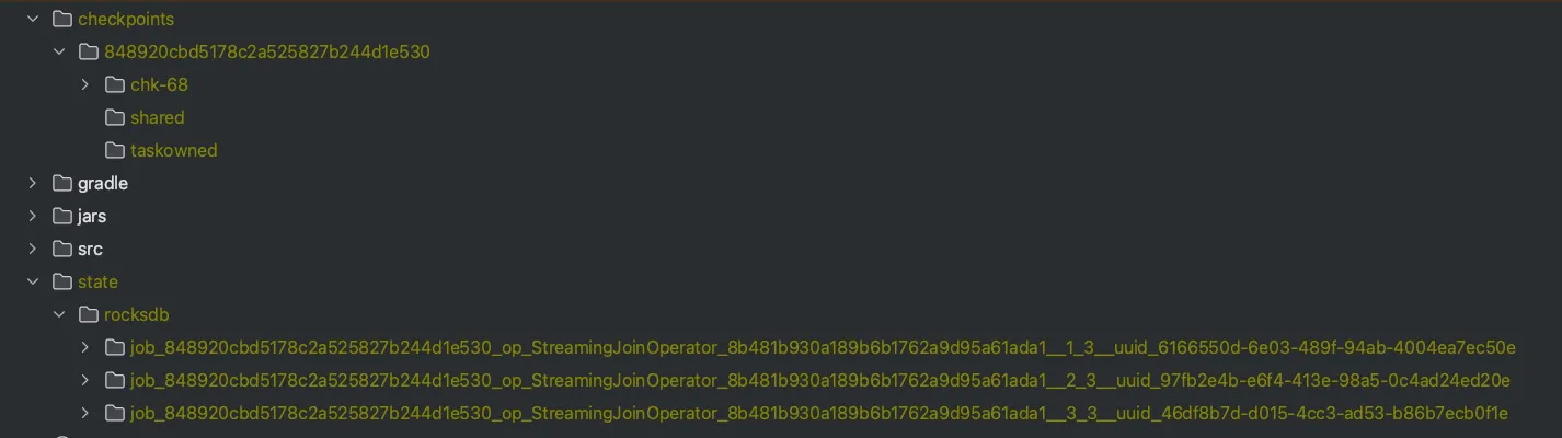 Project file structure of checkpoints